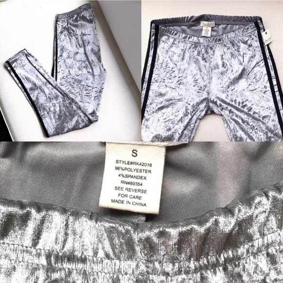 Silver Plush Leggings with Black Stripes! ☁️ - Picture 3 of 4